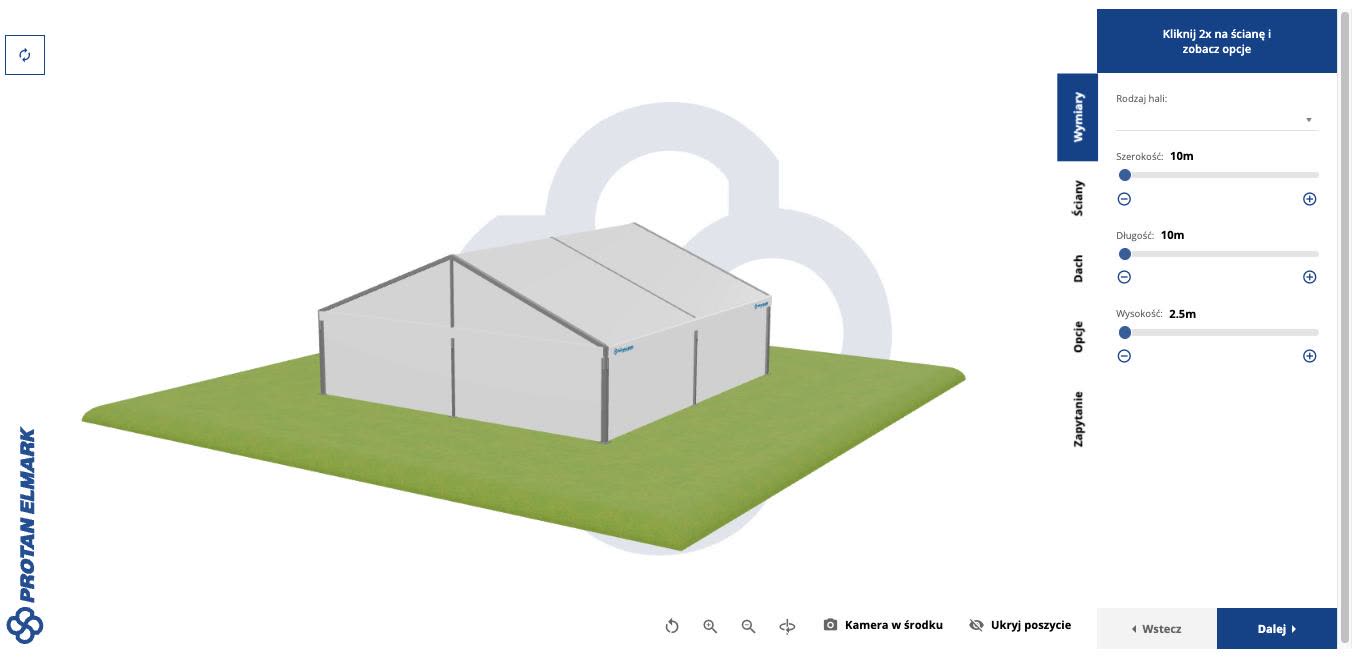 Podgląd konfiguratora hal 3D Protan Elmark